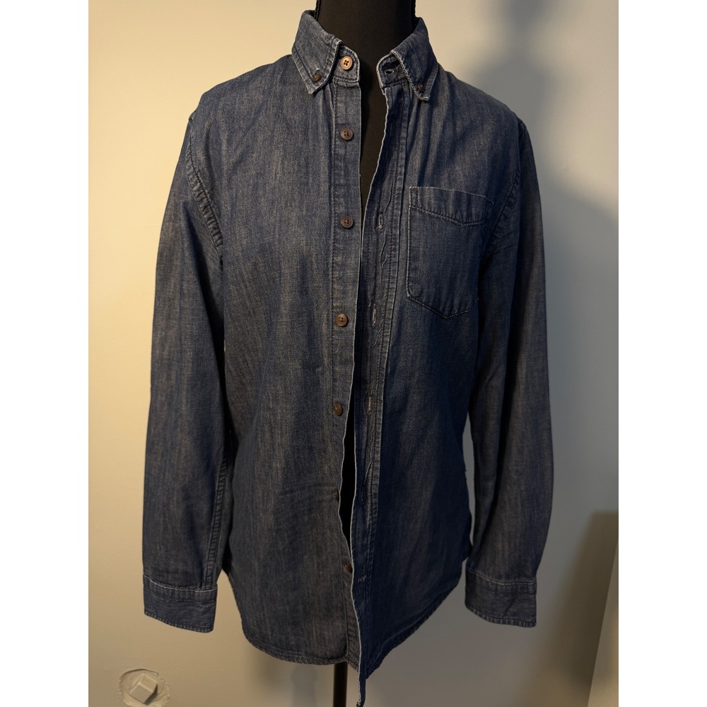 Gap unixes slim  Fit Denim Shirt Dark Indigo Blue Button‎ Down Long Sleeve Small